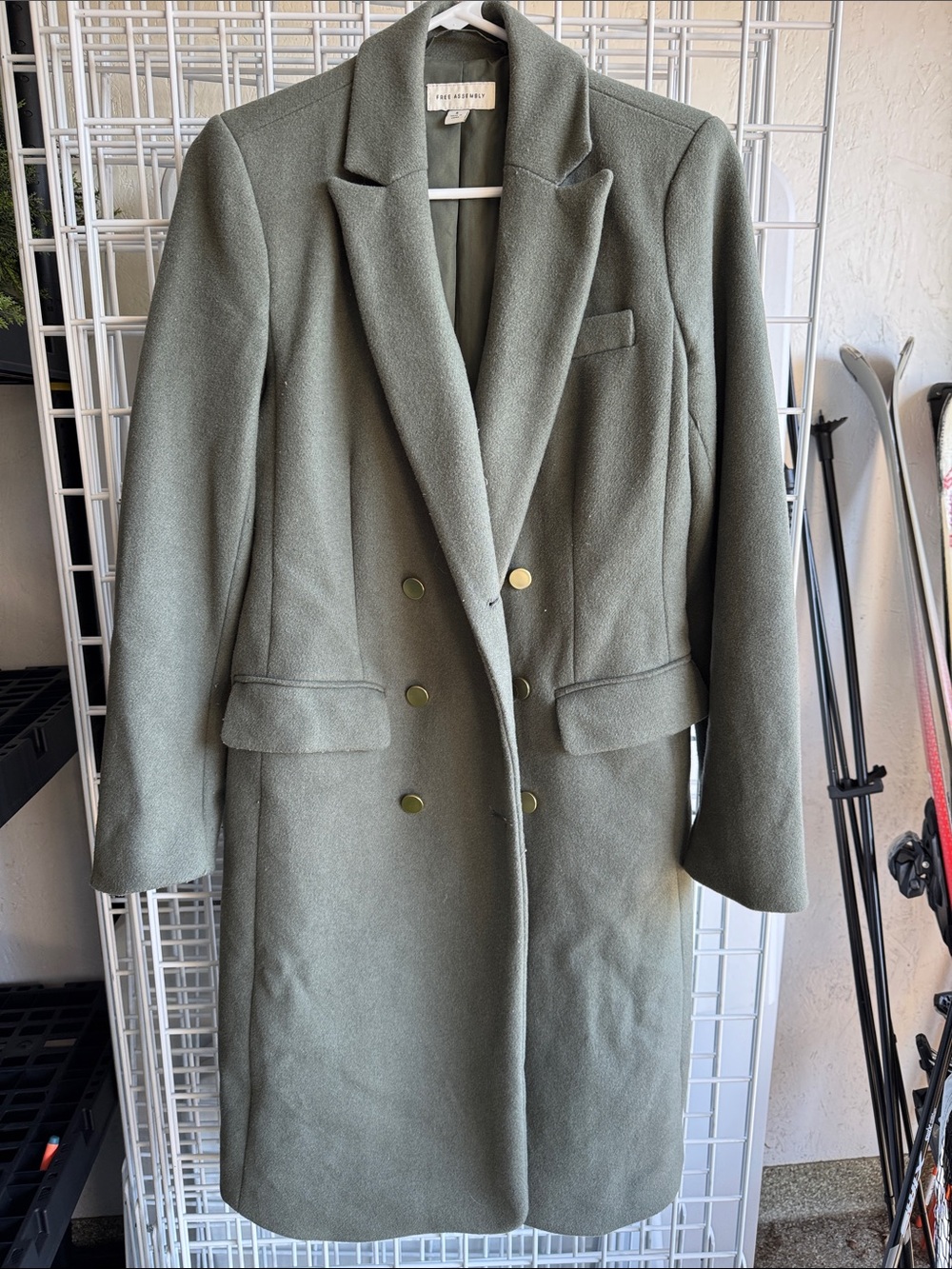 Double-Breasted Trench Coat in Olive Green